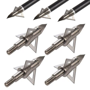 100gr Archery Arrowhead Broadheads 3 Blade Arrow Tips Points BowHunting Crossbow - Picture 1 of 6