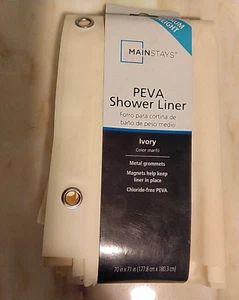 Mainstays PEVA Shower Liner Ivory Medium Weight 70" x 71" Metal Grommets - Picture 1 of 3
