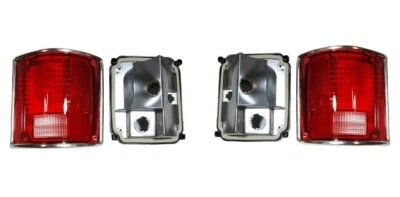 Tail Lights For Chevy Truck 1973-1987 Blazer 1978-1991 Lens Housing Chrome Pair - Image 1 of 4