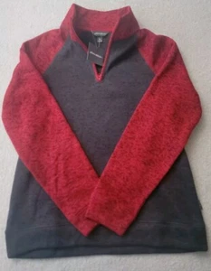 Eddie Bauer Fleece Sweater Kids Size XL Boys Pullover 1/4 Zip Red Gray New w Tag - Picture 1 of 6