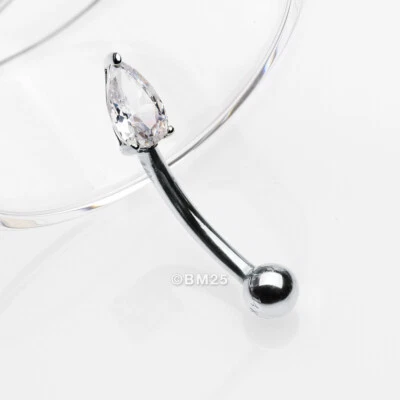 Juego de puntas de oro de 14 quilates gema lágrima barra curva brillante Foto 1 de 2