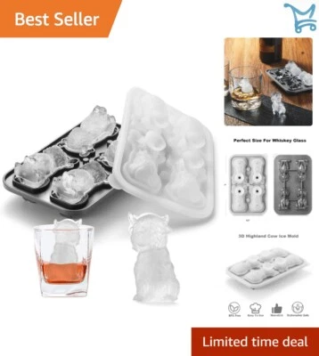 3D Highland Cow Ice Cube Tray Silicone Large Fun Shapes for Whiskey Cocktails - Image 1 of 4