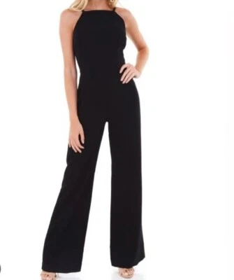 NWT French Connection Whisper High Square Neck Wide Leg Black Jumpsuit Size 10 - Image 1 of 4