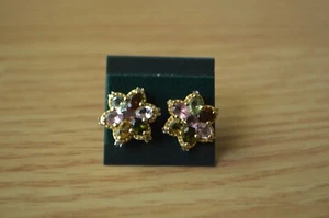 2.60ct Multi-Color Tourmaline / Zircon Star Earrings 14k YG Over Sterling Silver - Picture 1 of 7