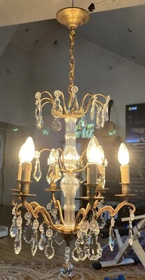 🇫🇷 lustre pampilles Louis XV Restaurer H85cm - Photo 1/4