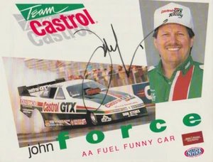 1993 John Force signed Castrol GTX Oldsmobile Cutlass Funny Car NHRA Hero Card - Picture 1 of 2