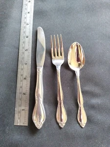 3 Pc Set Oneida CHATELAINE Youth Spoon Fork Knife Community Stainless Flatware - Picture 1 of 3