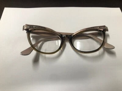 Vintage Original 1950's Cats eye Bifocals UZ Metal Glasses Size 5 1/4 Unique USA - Image 1 of 3