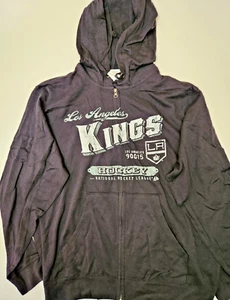 Los Angeles Kings NHL Majestic Black Vintage Full Zip Hoodie Sweatshirt Large - Picture 1 of 2