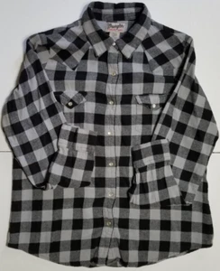 Wrangler Wrancher Langarm Pearl Snap schwarz/grau Flanellhemd Damen Large - Bild 1 von 10