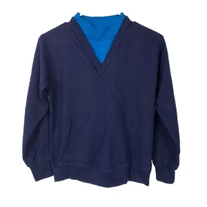 Camisa sudadera vintage años 70 doble capa cuello falso cuello en V niños talla pequeña - Imagen 1 de 5
