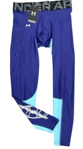 Under Armour Men's Heatgear Compression Vent Leggings Purple Colorblock Sz S $60 - Picture 1 of 8
