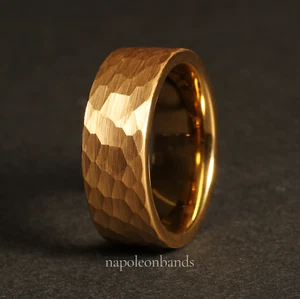 Ehering aus gehämmertem Gold, 18 Karat Gelbgold Wolfram, Herrenring - Bild 1 von 9