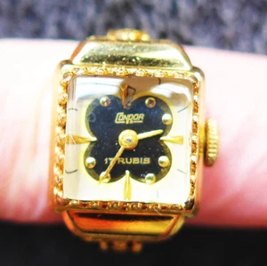 Original 8K Anillo Con Dorado Reloj, Ankerhemmung, Buena Función, Aprox. 1960 - Bild 1 von 6