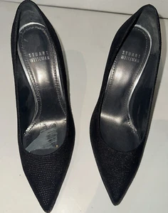 Stuart Weitzman black embossed leather pumps size 6 M Spain womens high heels - Picture 1 of 10