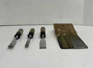 VINTAGE CRAFTSMAN TOOLS 3-pc. WOOD CHISEL SET S-415, USA, Used, 1/2”, 1”, 7/10” - Picture 1 of 15