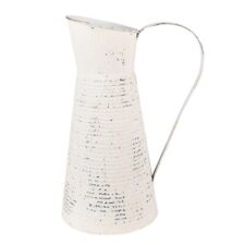 Deko Kanne  Krug Blumenvase Vase Metall Weiß Vintage Shabby Garten Vase 40cm