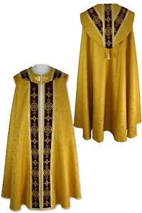 COPE, Gewand im halbgotischen Stil, bestickter Samt, goldener Brokat - Bild 1 von 6