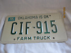Oklahoma License Plate 1981 Farm Truck with great paint #CIF-915