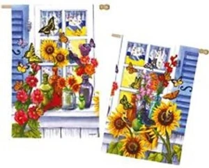 Butterfly Window 13S3716FB Evergreen SUEDE HOUSE Flag 28" x 44" - Picture 1 of 1