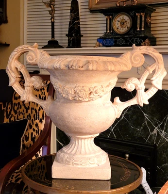 LARGE RESTORATION HARDWARE FAUX STONE FRENCH CHATEAU STYLE PLANTER/ URN, 16.5’’H - Image 1 of 4