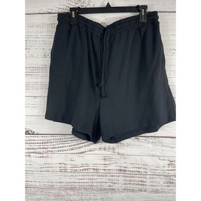 Pantalones cortos de algodón para casa club talla 12 negros con cordón para salón bolsillos informales Foto 1 de 4