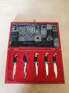 Vintage Mini Colonial 4"  Knife Fantasy Sharp Sword Lot In Case Mint Shape  - Picture 1 of 5