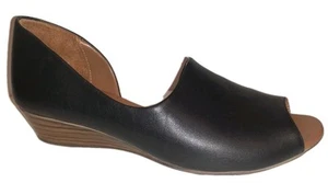 Spring Step Lesamarie Black Wedge Peep Toe Women’s Sandal Shoes Size 8 HTF - Picture 1 of 11
