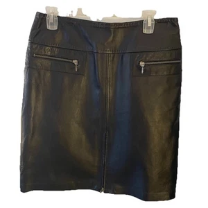Black Leather Skirt VS2 By Vakko New With Tags - Picture 1 of 6