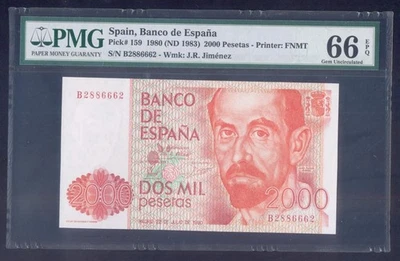 Spain 2000 Pesetas 1980  P159  PMG66  UNC - Image 1 of 2