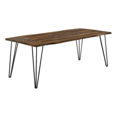 Mesa de comedor Coaster Neve horquilla patas borde vivo madera Sheesham gris y Gunmetal Foto 1 de 4