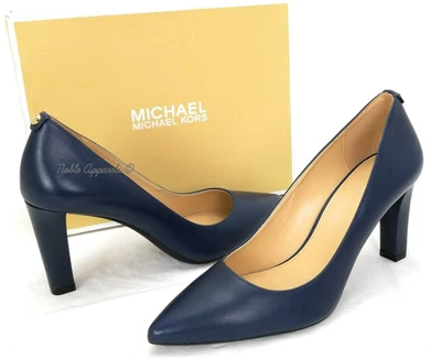 MICHAEL KORS Abbi Flex Leather Pumps US 8 Pointed Toe Admiral Navy Blue - Image 1 of 4