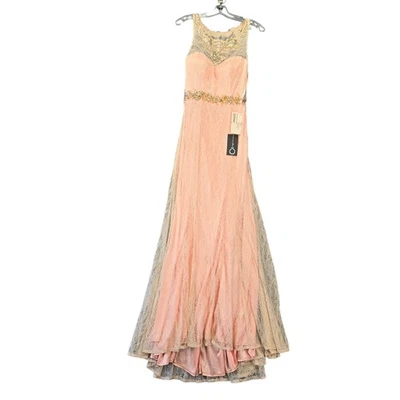 Vestido Dave & Johnny Rosa NUEVO $290 Formal Maxi Cuentas Encaje Sin Mangas Mujer Talla 4 Foto 1 de 4