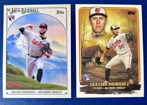 2023 Topps Bob Ross Grayson Rodriguez RC LOT (2) Base & Budding Talents Insert - Picture 1 of 2