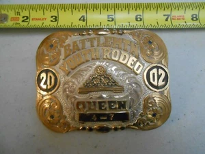 RARE RED BLUFF 2002 BATTLE MTN YOUTH RODEO 4-7 QUEEN BELT BUCKLE RODEO COWGIRL - Picture 1 of 3