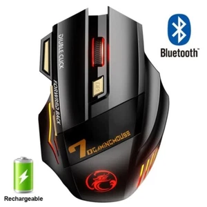New Wireless Ergonomic Rechargeable LED Gaming Mouse For PC Mac Tablets - Picture 1 of 7