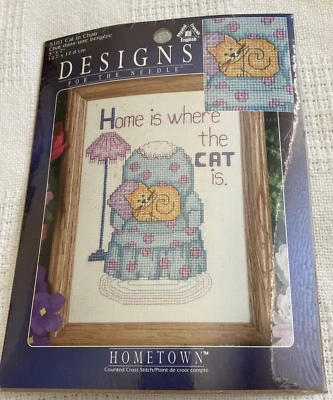 LEISURE ARTS Home is where the cat is Counted cross stitch - NEW NOS 1997 - Image 1 of 2