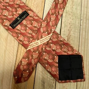 Ermenegildo Zegna Mens Neck Tie Copper Orange Geometric Abstract 100% Silk Italy - Picture 1 of 5