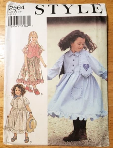 Style Sewing Pattern 2564 Girl's Toddler's Dress & Vest Cottage Core Sizes 3-8 - Picture 1 of 4