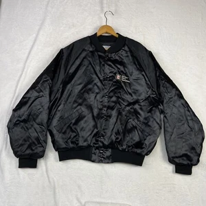Vintage King Louie GM Motors Pro Fit Black Satin Bomber Jacket Made USA - Picture 1 of 12