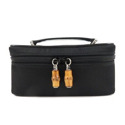 Бамбуковый чехол для туалетного столика GUCCI черный нейлон кожа 032.1956.0151 подлинный б/у - Изображение 1 из 4