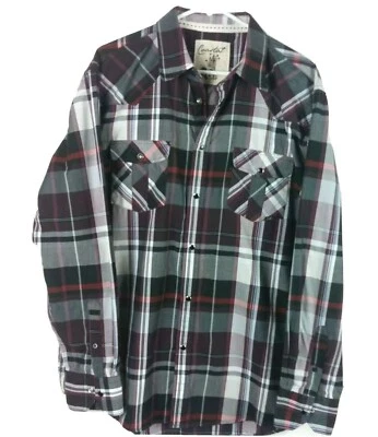 Coastal Mens Plaid Shirt Long Sleeve Button Down Black Pearl Snap Size XL - Image 1 of 4