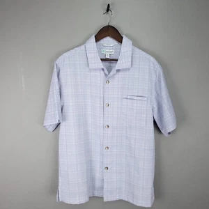 Coolibar Shirt Mens Medium Gray Plaid Short Sleeve Button Up UPF 50 Golf Casual - Picture 1 of 10
