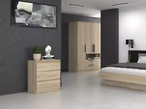 Modern Chest of 3 Drawers Sonoma Oak colour FAST DELIVERY UK STOCK - Picture 1 of 12
