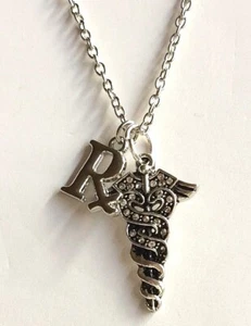 Medical Pharmacist Caduceus Rx Necklace 20" Nursing Nurse Doctor Graduation Gift - Picture 1 of 11