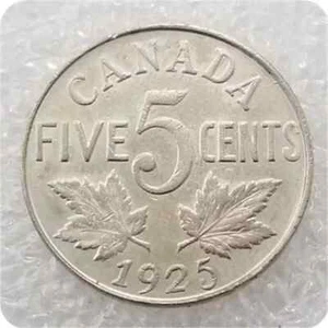 Craft Canada 1925 Canada Nickel 5 Cents Copper Silver Dollar Collectible - Picture 1 of 4