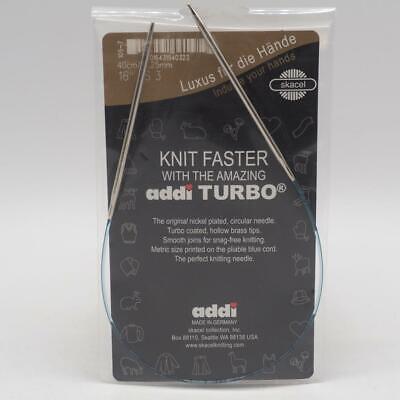 Addi Aguja Tejer Circular Skacel Exclusivo Azul Cable Turbo 16 Pulgadas US 3 • 20.05€