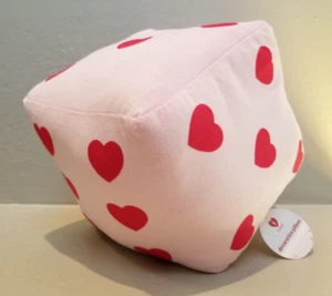 2024 Target Bullseye Valentines Pink Dice Shaped Pillow w/Red Hearts 6"x6" NEW - Picture 1 of 7