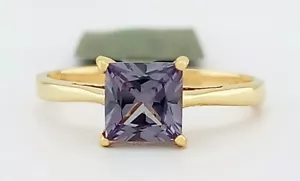 LAB CREATED 1.10 Cts ALEXANDRITE SOLITAIRE RING 10K YELLOW GOLD - New With Tag - Picture 1 of 5