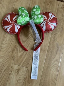 Disneyland Parks Christmas Noel Candy Cane Red White Green Bow Ears 2022 - Picture 1 of 4